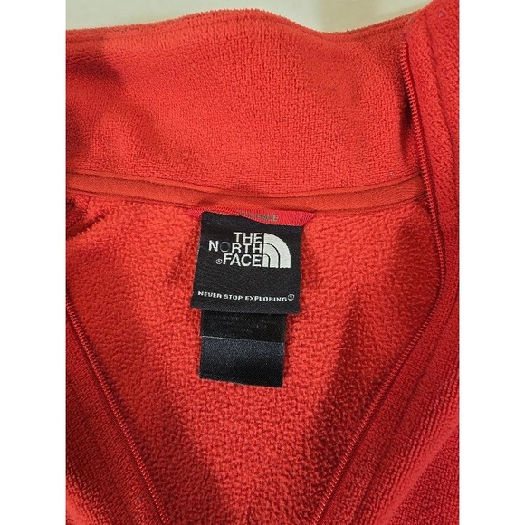 The North Face Mens L Pullover Fleece Quarter Zip Jacket Red - Picture 4 of 10